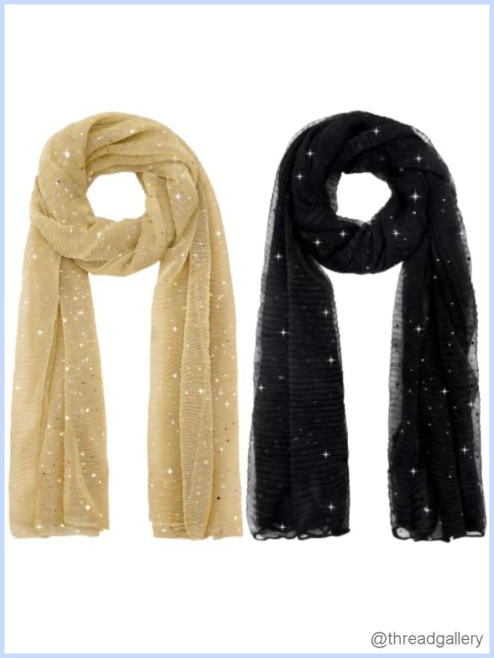 2-Pack Women Sequin Mesh Scarf Wrap Sheer Sparkle Shawl Y2K Rave Headscarf